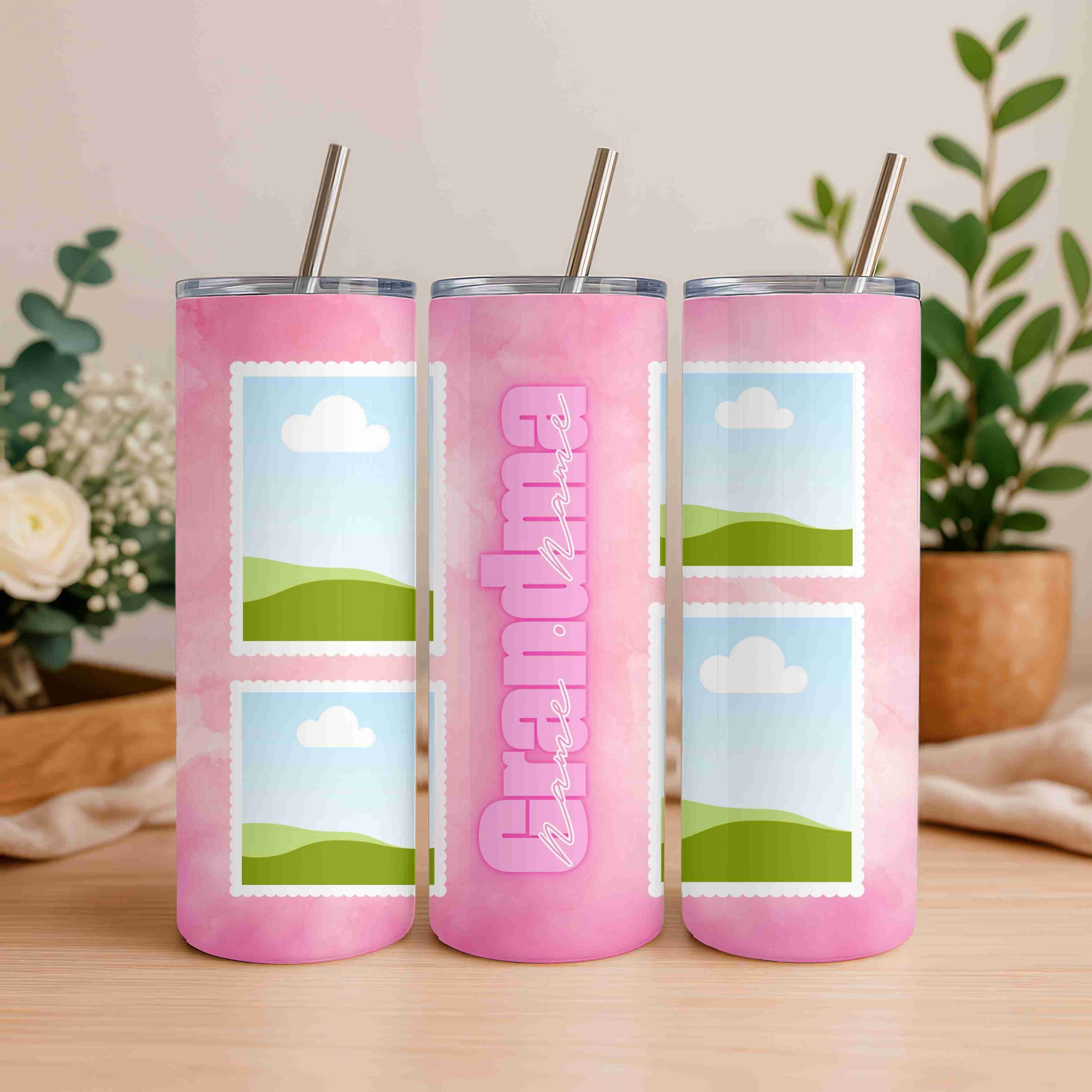 Custom Pink Name Photo Collage - Tumbler