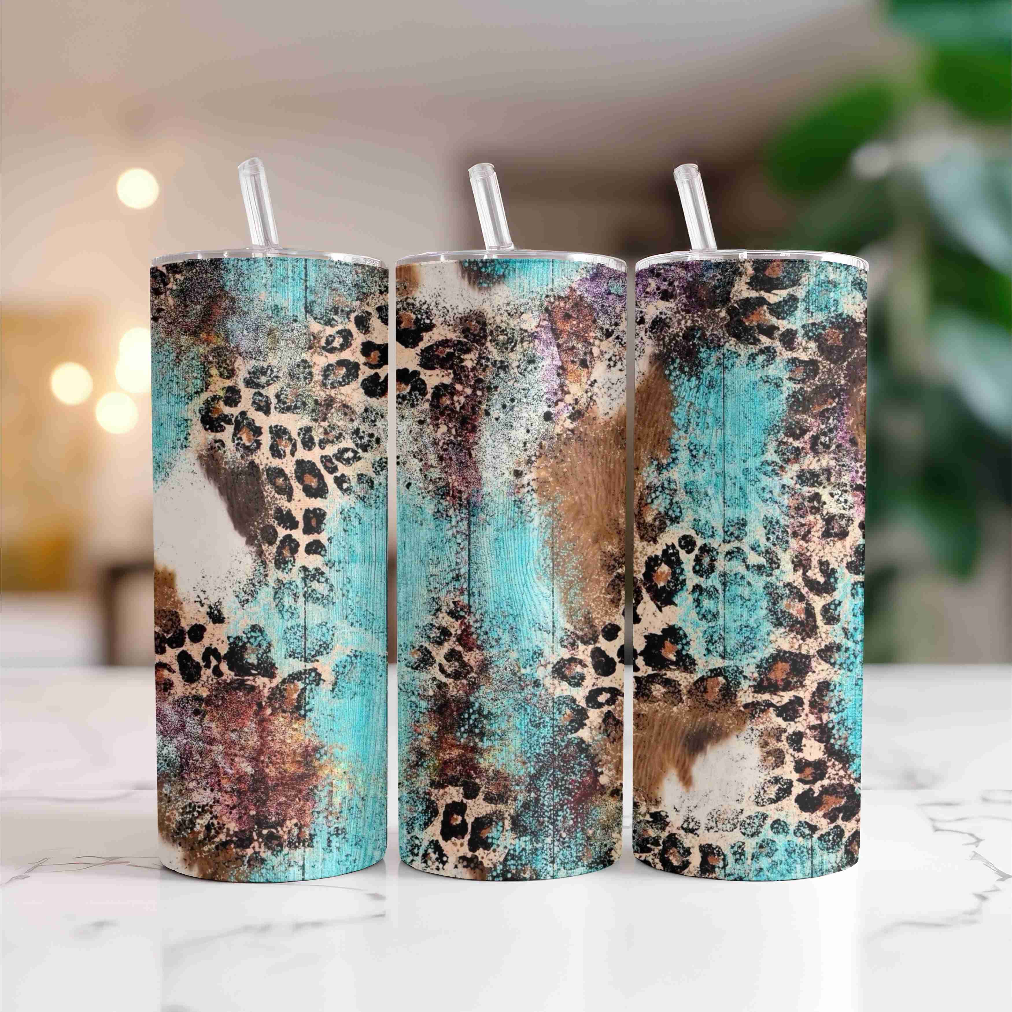 Turquoise Rustic Leopard - Tumbler