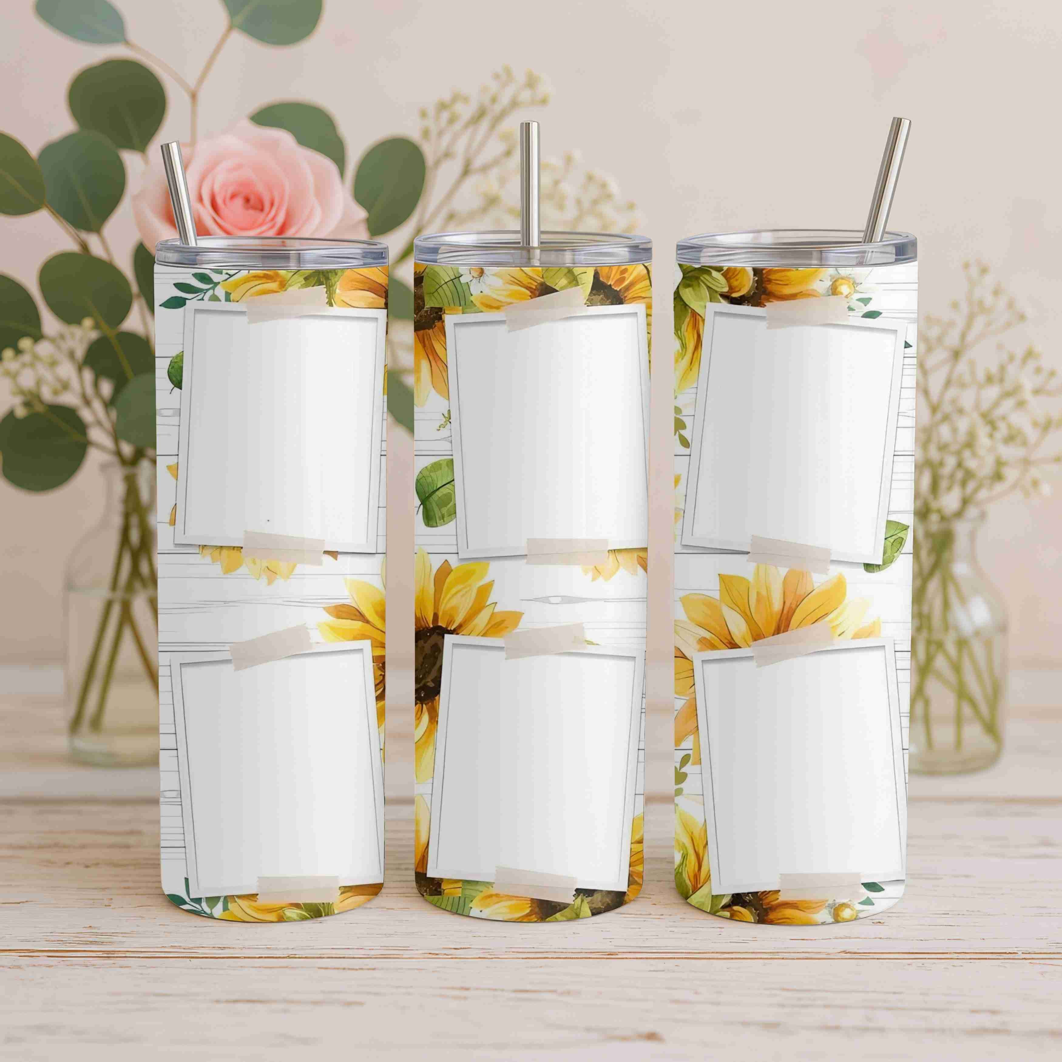 Custom Sunflower Photo Collage - Tumbler