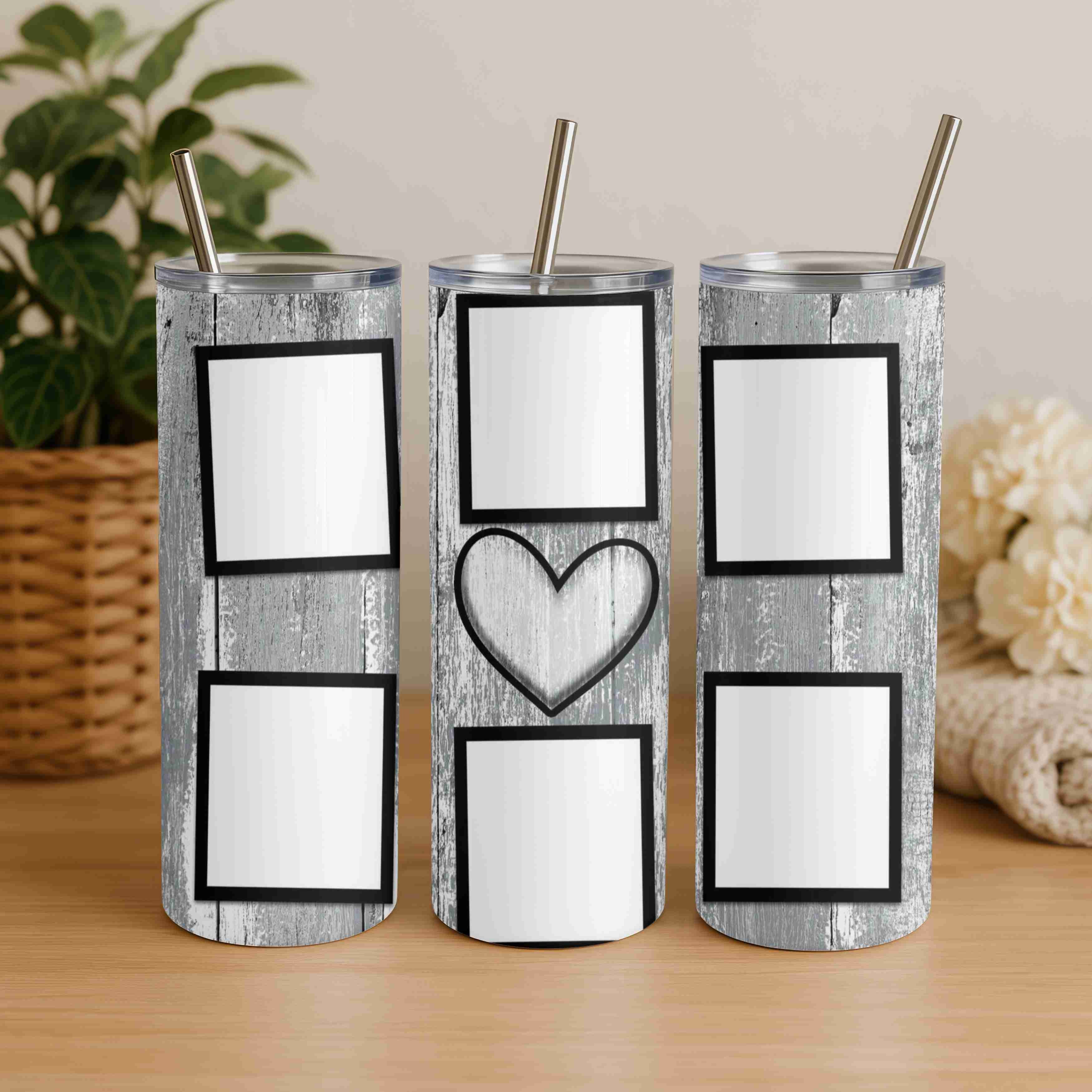 Rustic Wood Custom Photo Collage - Tumbler