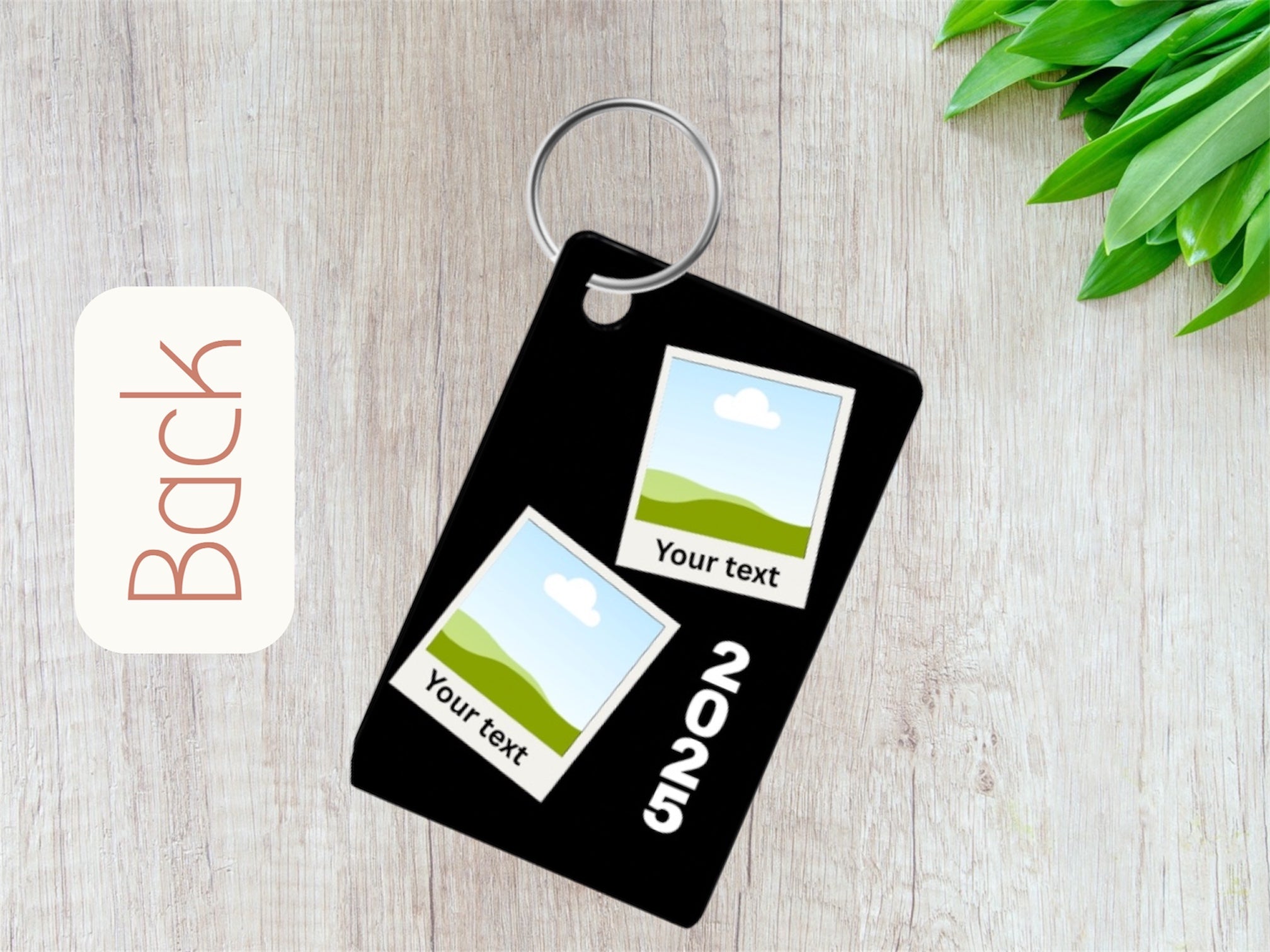 Customizable - 3 Photo Front & Back + Year - Keychain