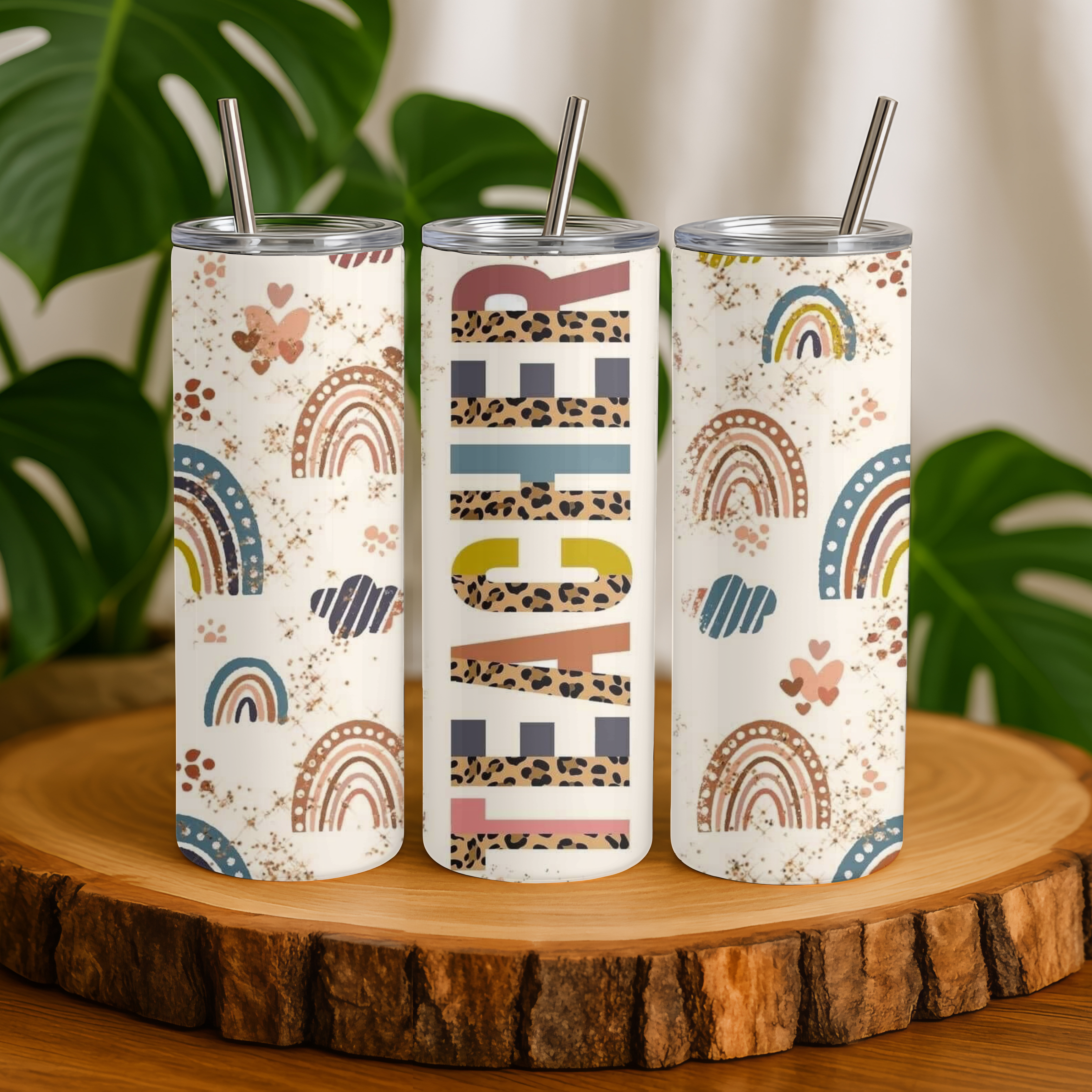 Teacher & Rainbows - Tumbler