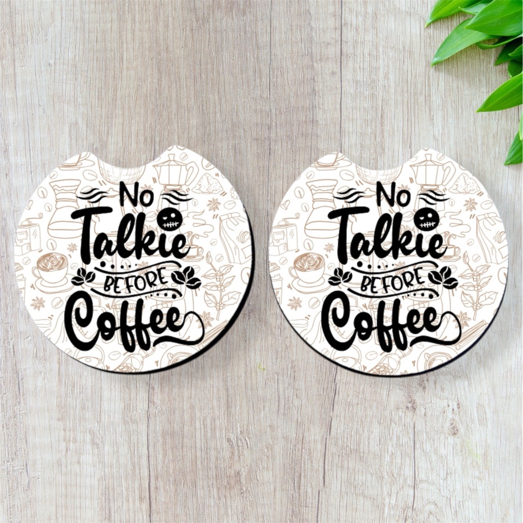 No Talkie Before Coffee - Car Coaster