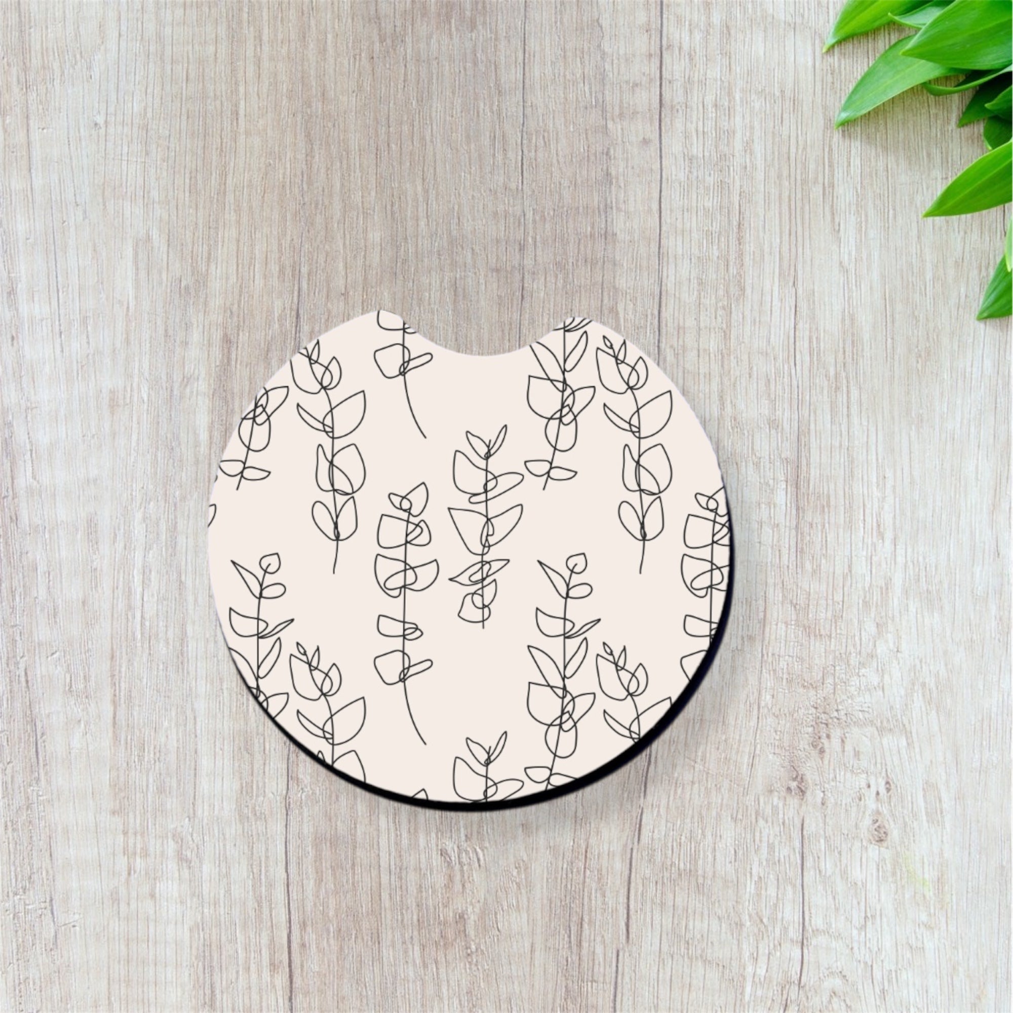 Black Abstract Plants - Car Coaster