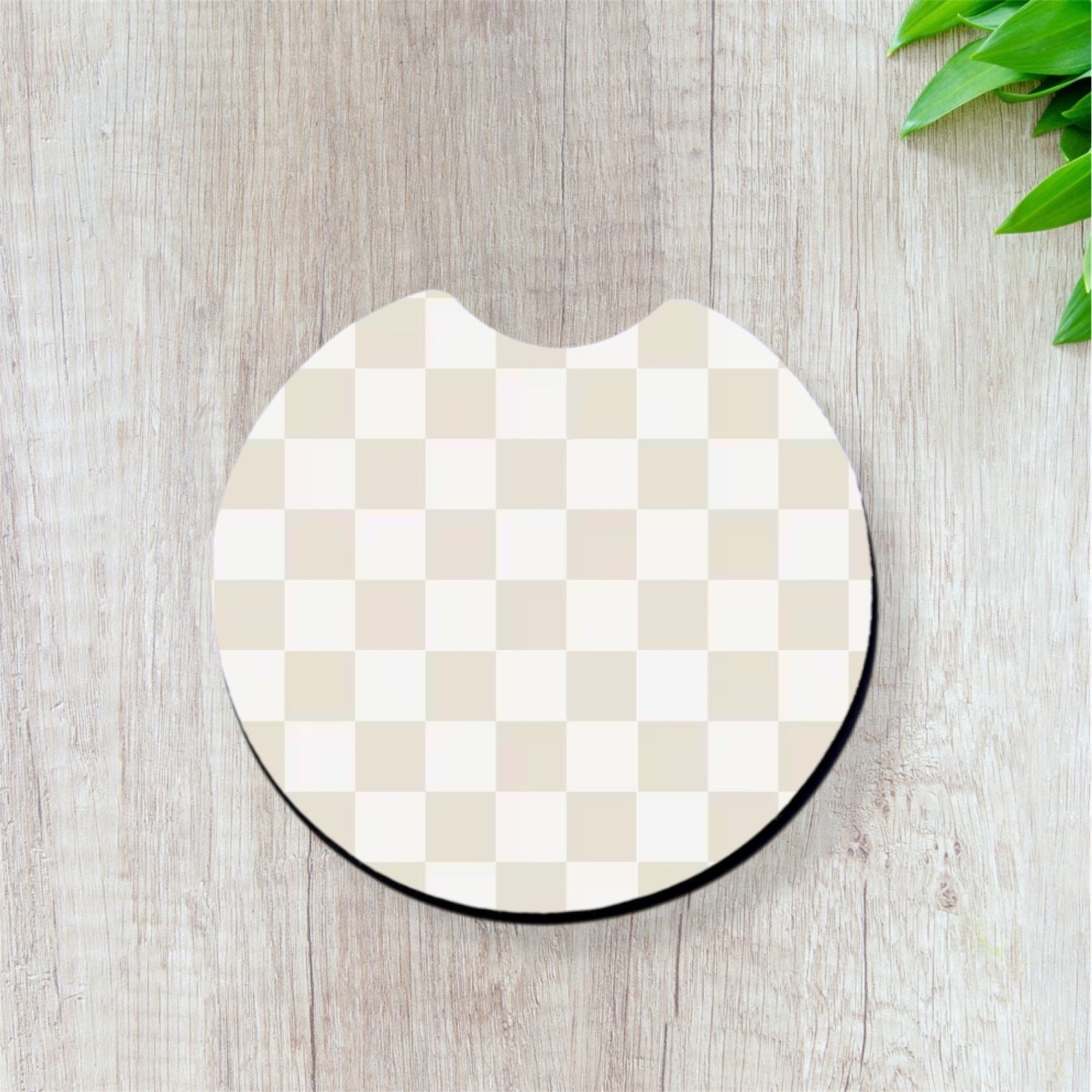 Beige and Cream Checkers - Car Coaster